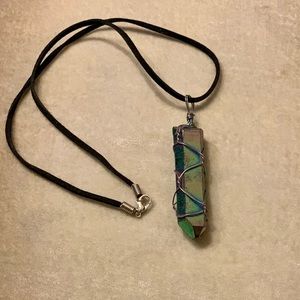 New Wire Wrapped Crystal Point Pendant Necklace